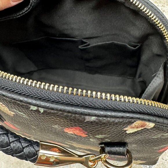 Like Dreams Black Floral Crossbody Handbag Purse Faux Leather Bow Accent New - Picture 8 of 11